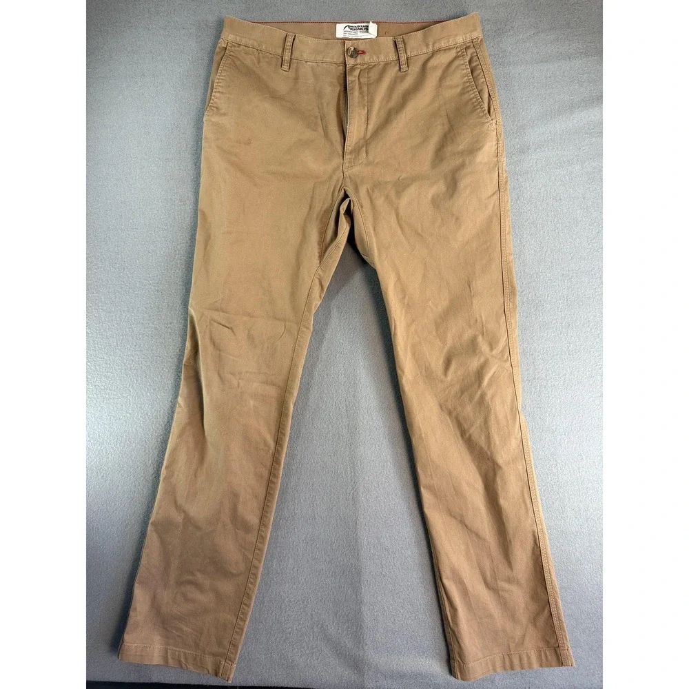 Mountain Khakis Pants Mens 36x34 Beige Slim Tailored Fit Chino Stretch Casual